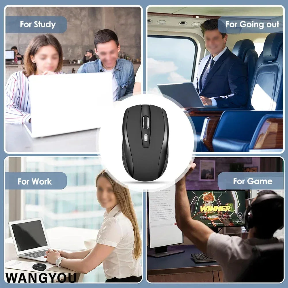 2.4G wireless mouse, portable battery-powered optical office mouse, supports adjustable DPI levels, suitable for laptops.